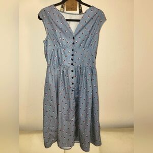 Blue Floral Button-Down Dress